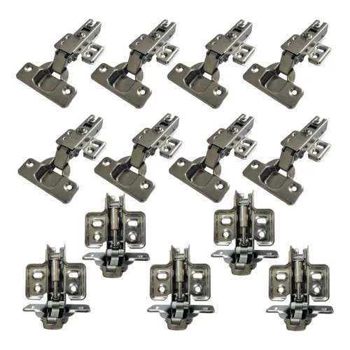 Kit 12 Dobradiça Amortecedor Reta Armário Móveis Caneco 35mm Foto 1