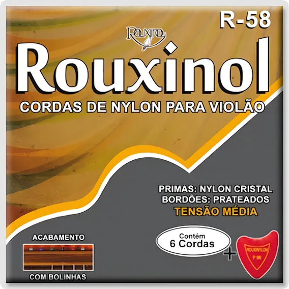 Kit 12 Encordoamento Rouxinol Violão Nylon Média R58 Bolinha Foto 1