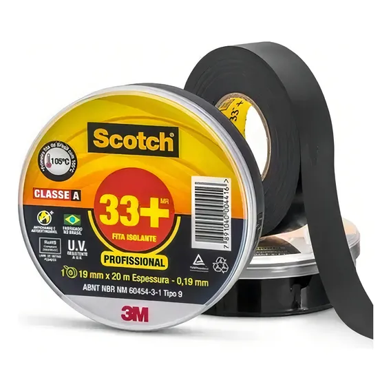 Kit 12 Fita Isolante Scotch 3m 33+ 19mm 20 Metros Foto 1