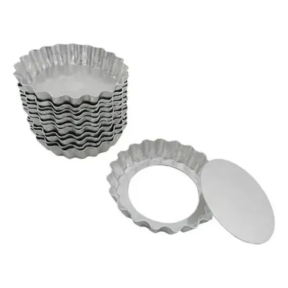 Kit 12 Forminha Aluminio Torta Crespa Maçã Fundo Falso N 6 Foto 1