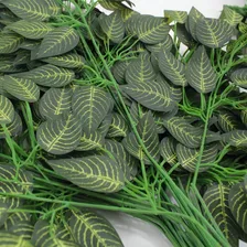 Kit 12 Galho Folha Ficus Artificial Muro Inglês Verde Rajado Foto mini  2