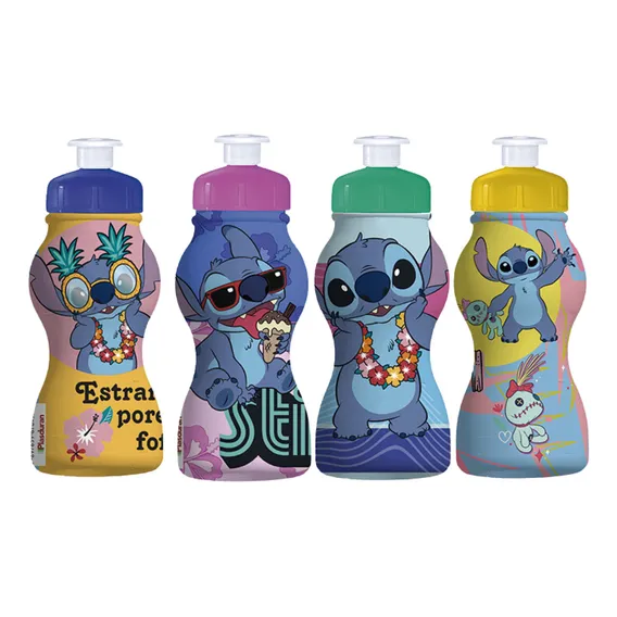 Kit 12 Garrafas Stitch 250ml Squeeze Lembrancinha Foto 1
