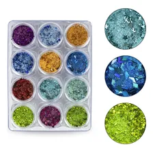 Kit 12 Glitter Diversos Brilho Decoração Unhas Gel Nail Art Foto  mini 1