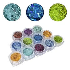 Kit 12 Glitter Diversos Brilho Decoração Unhas Gel Nail Art Foto mini  3