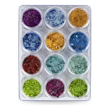 Kit 12 Glitter Diversos Brilho Decoração Unhas Gel Nail Art Foto mini  2