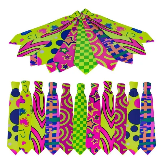 Kit 12 Gravata Divertida Estampa Colorida Bloquinho Carnaval Foto 1