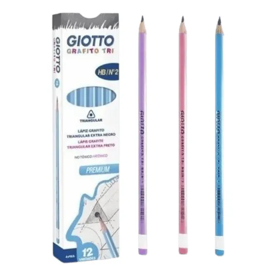 Kit 12 Lápis Grafite Triangular Giotto Tri Hb2 Foto 1