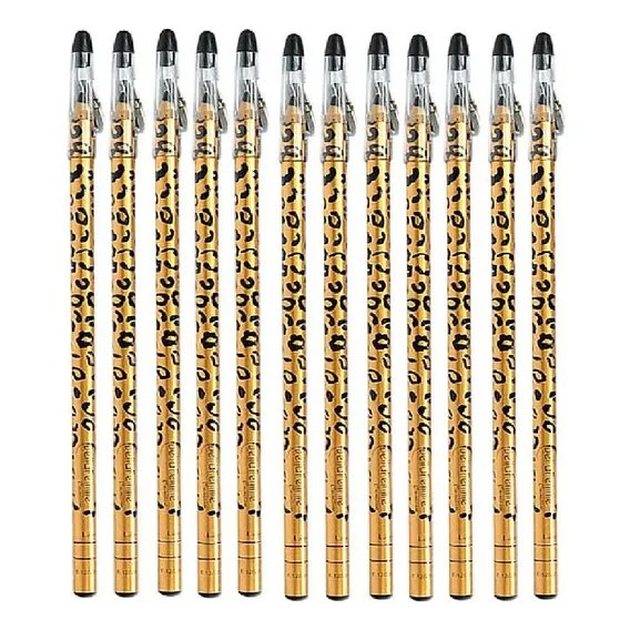 Kit 12 Lapis Sobrancelha Universal C/ Pente Apontador Escova Cor Preto Foto 1