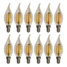 Kit 12 Lâmpadas Filamento Led Vela Bico Torto 4w E14 2700k Foto mini 1