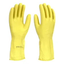 Kit 12 Luva Latex Amarela Multiuso Com Forro Impermeável Foto  mini 1