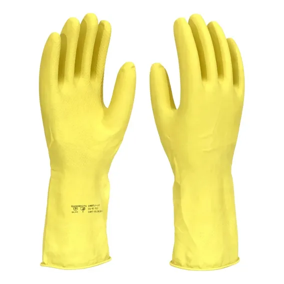 Kit 12 Luva Latex Amarela Multiuso Com Forro Impermeável Foto 1