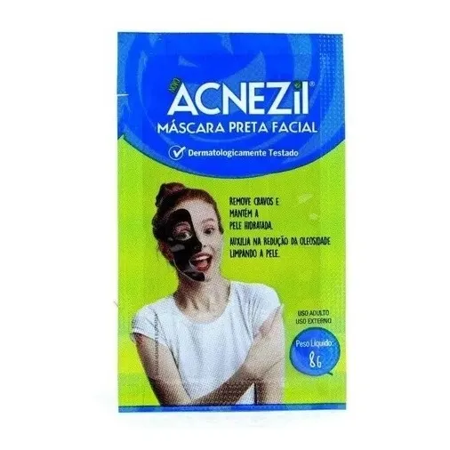Kit 12 Máscara Preta Facial Acnezil Cravos Espinhas Sachê 8g Foto 1