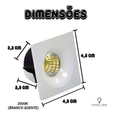 Kit 12 Mini Spot 3w Luz Quente Led Embutir Sanca Gesso 3000k Cor Branco 110/220V BIVOLT Foto mini 3
