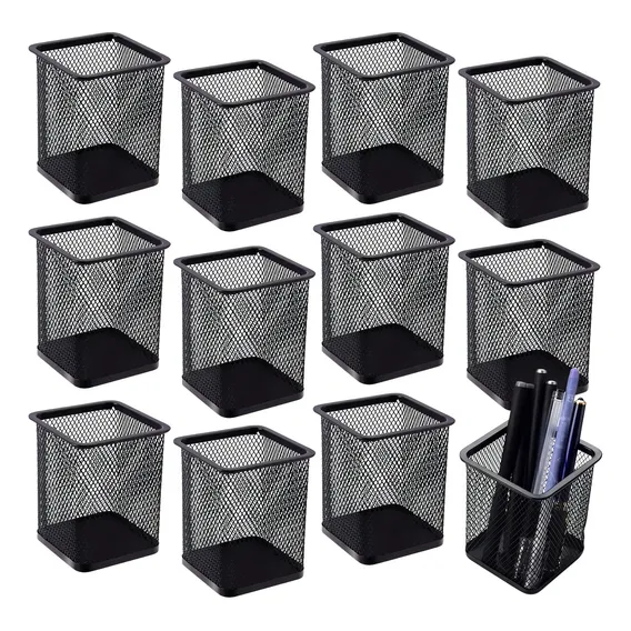 Kit 12 Organizador Escrit贸rio Escrivaninha Preto Quad Aramad Foto 1