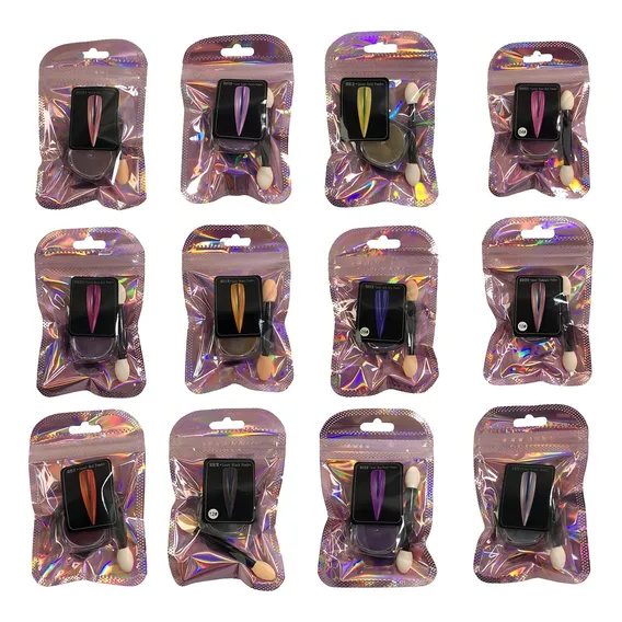 Kit 12 Pó Holográfico Laser Glitter Unhas Cromado Decoração Cor Sortidas Foto 1