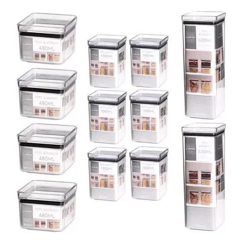 Kit 12 Potes Quadrado Lumini Black Paramount Foto 1
