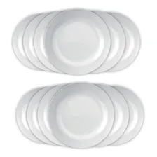 Kit 12 Prato Branco De Vidro Fundo 22cm Blanc Duralex Foto mini 1