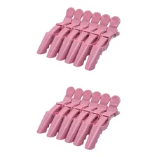 Kit 12 Presilhas Crocodilo Prendedor Cabelo Clips Bico Pato Cor Rosa Foto mini 1