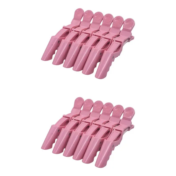 Kit 12 Presilhas Crocodilo Prendedor Cabelo Clips Bico Pato Cor Rosa Foto 1