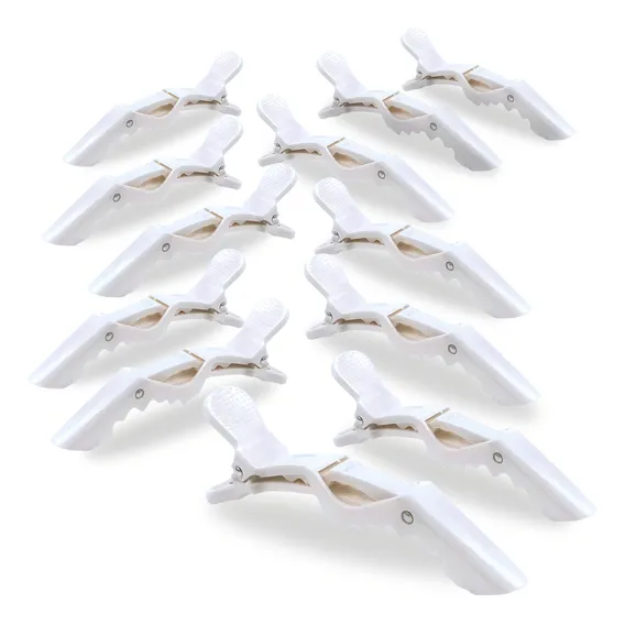 Kit 12 Presilhas Prendedor Cabelo Jacaré Crocodilo Branco Foto 1