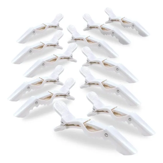 Kit 12 Presilhas Prendedor Cabelo Jacaré Crocodilo Branco Foto 1