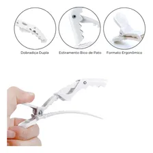 Kit 12 Presilhas Prendedor Cabelo Jacaré Crocodilo Branco Foto mini 2