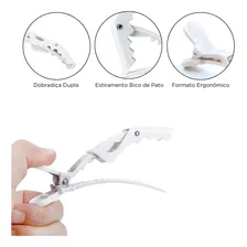 Kit 12 Presilhas Prendedor Cabelo Jacaré Crocodilo Branco Foto mini 2