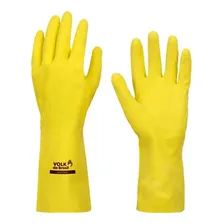 Kit 12 Prs Luva Látex Amarela Forrada Multiuso Limpeza Louça Foto mini 3