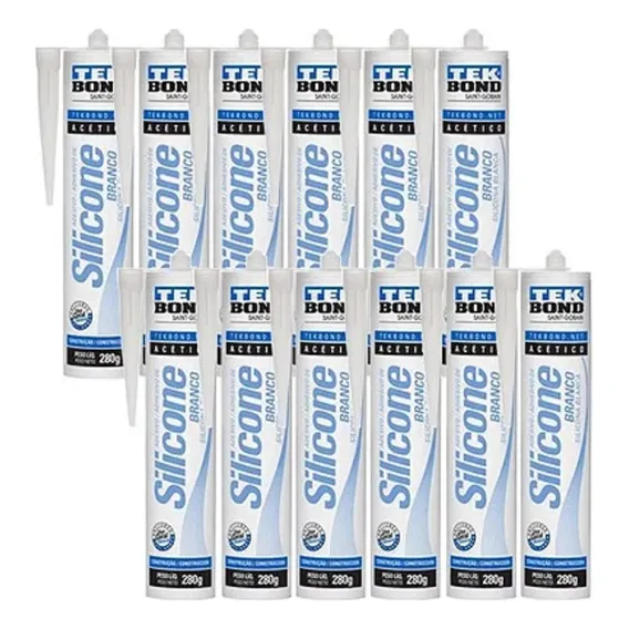 Kit 12 Silicone Adesivo Acético Multiuso Branco 280g Tekbond Foto 1