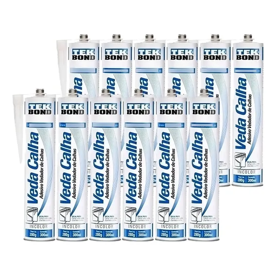 Kit 12 Silicone Selante Veda Calha Incolor 280g Tekbond Foto 1