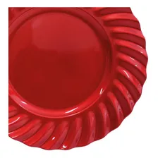 Kit 12 Sousplat Redondo Waves Vermelho Polipropileno 33 Cm Foto mini  2