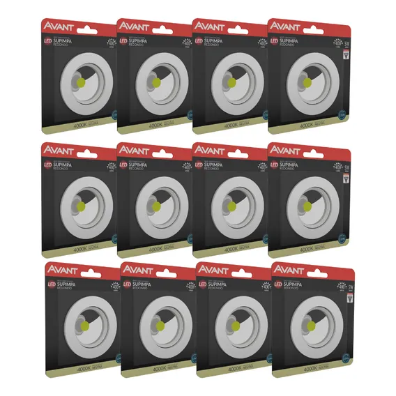 Kit 12 Spot Led Embutir Redondo 5w Bivolt Avant Forro Gesso Foto 1
