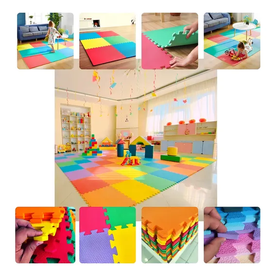 Kit 12 Tapete Infantil 50x50cm 10mm Colorido Unisex Tatame Textura Foto 1