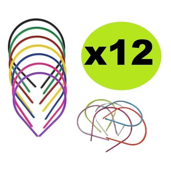 Kit 12 Tiaras Arco Plástico Para Cabelo Sortida 14cm Foto 1