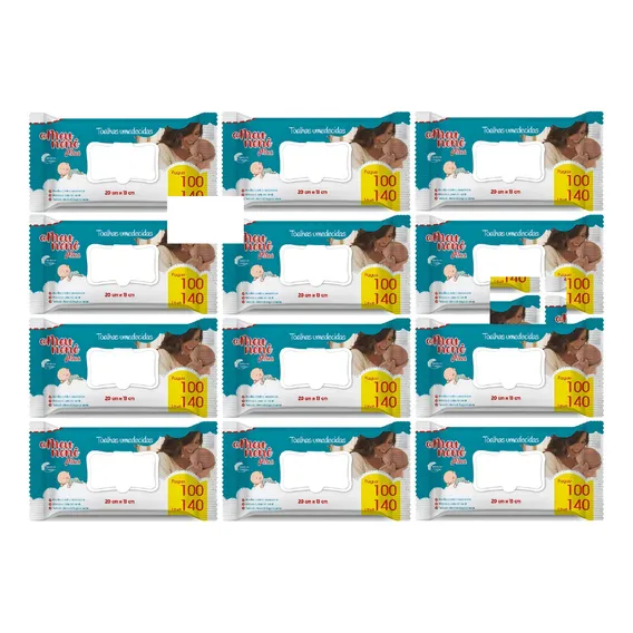 Kit 12 Toalha Umedecida Premium Meu Nenê de 140 Unidades cada Foto 1