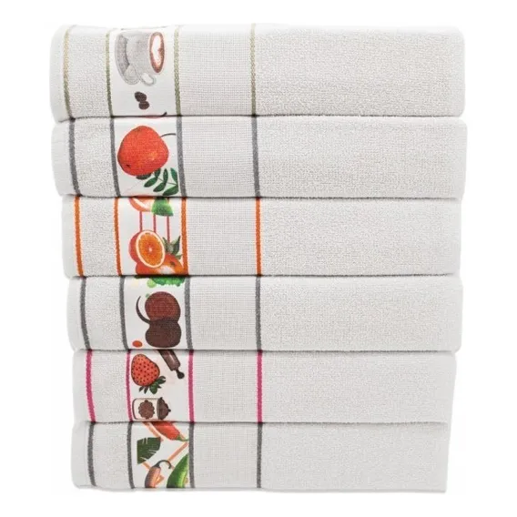 Kit 12 Toalhas Cozinha Pano Copa Prato Felpudo Atoalhado Transfer Atacado - Branco Foto 1