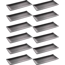 Kit 12 Travessas Para Servir Sushi Sashimi Melamina 35x16cm Foto mini 1