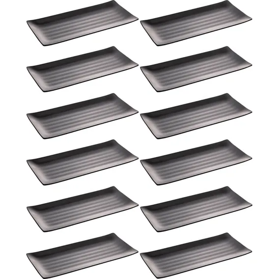 Kit 12 Travessas Para Servir Sushi Sashimi Melamina 35x16cm Foto 1