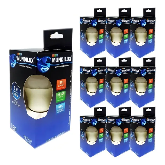 Kit 12 Un. Lâmpada Bulbo Led A60 9w Bivolt Branca 6500k Foto 1