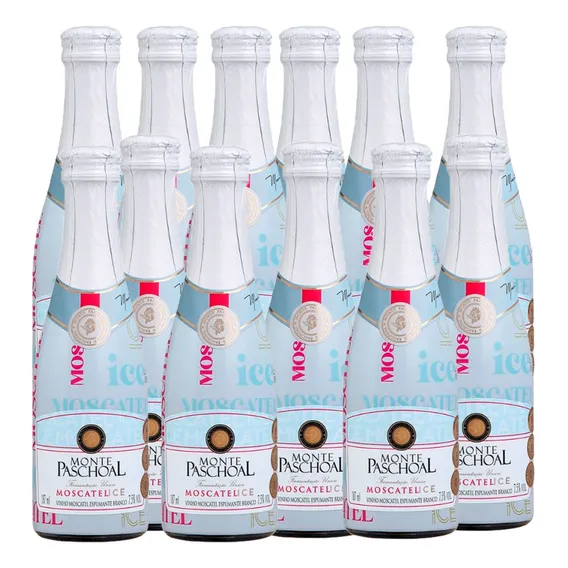 Kit 12 Un. Mini Espumante Monte Paschoal Moscatel Ice 187ml Foto 1
