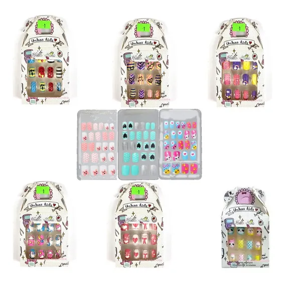 Kit 12 Unhas Postiças Kids Infantil Teen Decoradas Atacado Foto 1