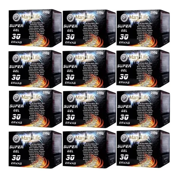 Kit 12 Unidades Super Gel 30 Ervas Mary Life 250g Atacado Foto 1