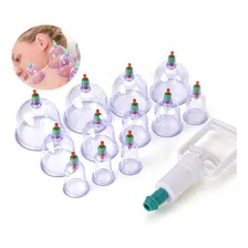 Kit 12 Ventosas Com Bomba Ventosa Terapia Massoterapia Foto mini 1