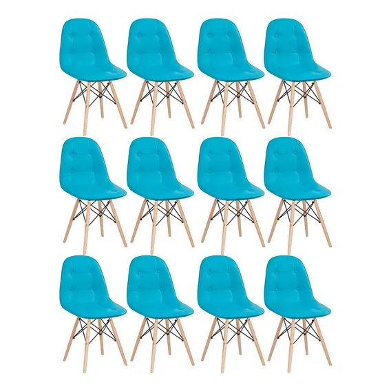 Kit - 12 X Cadeiras Estofadas Eames Eiffel Botonê - Tiffany Foto 1