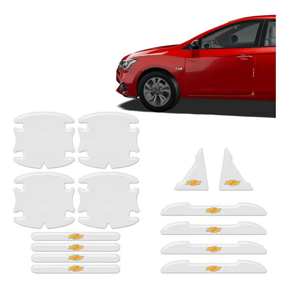 Kit 14 Adesivos Protetor Maçaneta Porta para Chevrolet Resinado Sportinox Foto 1