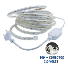 Kit 14 Metros Fita Mangueira Led Chata 6500k 5050 + Conector Cor da luz Branco-frio Tensão de operação 110 VOLT 110V Foto mini 2