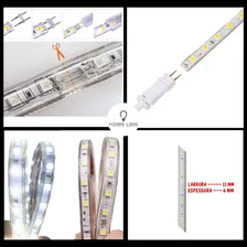 Kit 14 Metros Fita Mangueira Led Chata 6500k 5050 + Conector Cor da luz Branco-frio Tensão de operação 110 VOLT 110V Foto mini 4