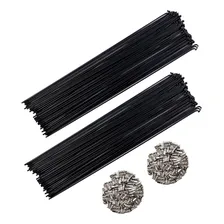 Kit 144 Raios Cor Preto Bike Em Aço 288mm X 2.0 Com Niples Foto  mini 1