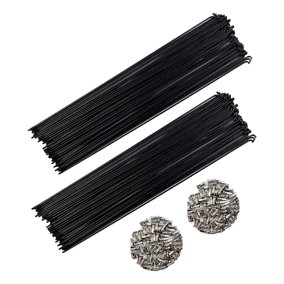 Kit 144 Raios Cor Preto Bike Em Aço 288mm X 2.0 Com Niples Foto 1