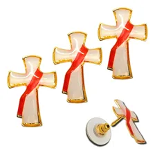 Kit 15 Broche Cruz Diaconal Botom Crucifixo Atacado Cor Dourado Foto  mini 1